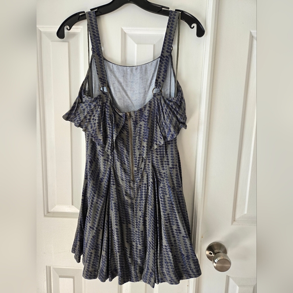 NWT Free People Blue Grey Mini Dress Martini  Size 0 XS - Picture 2 of 6